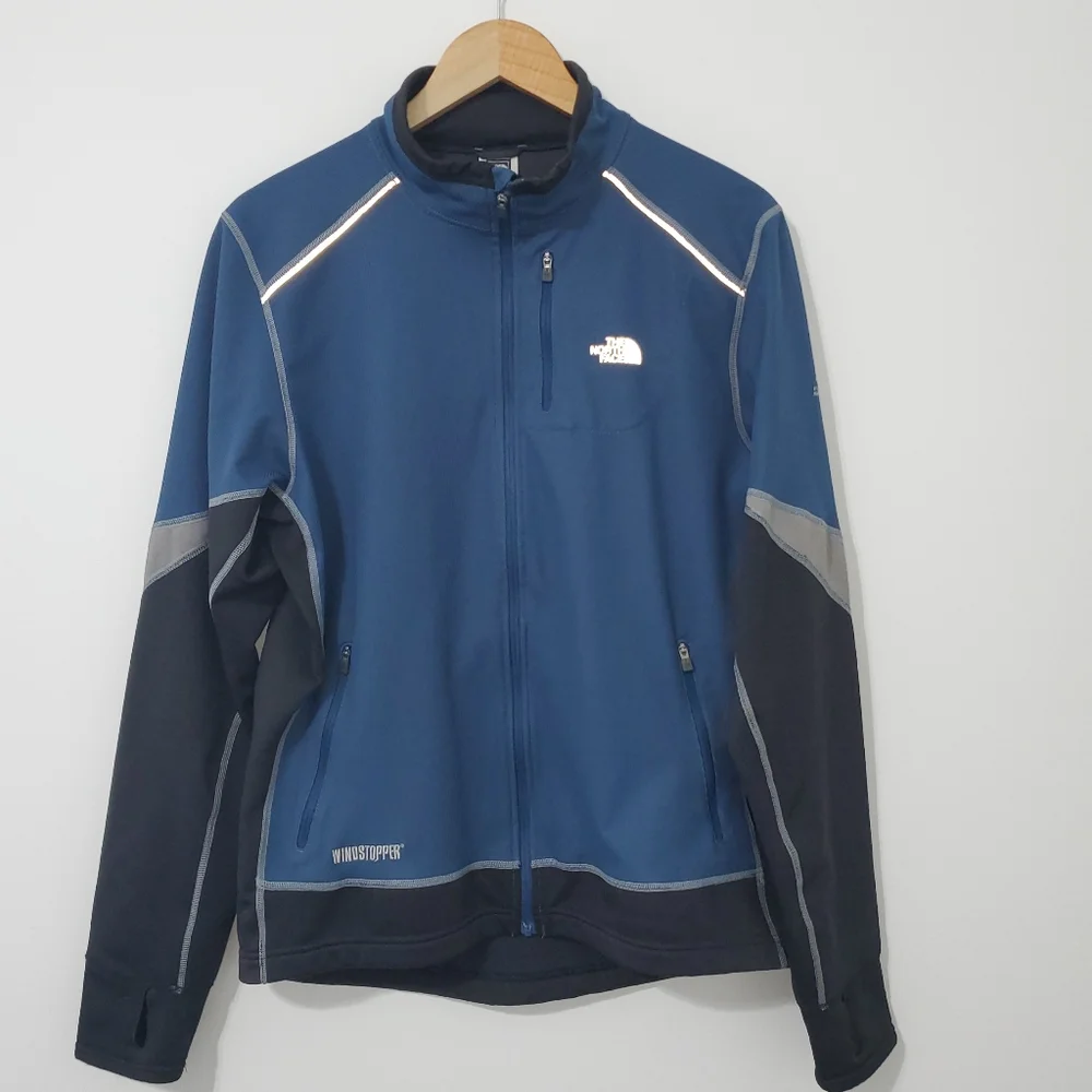 The North Face Mens Flight Series Windstopper Jacket Full Zip Blue Black Medium